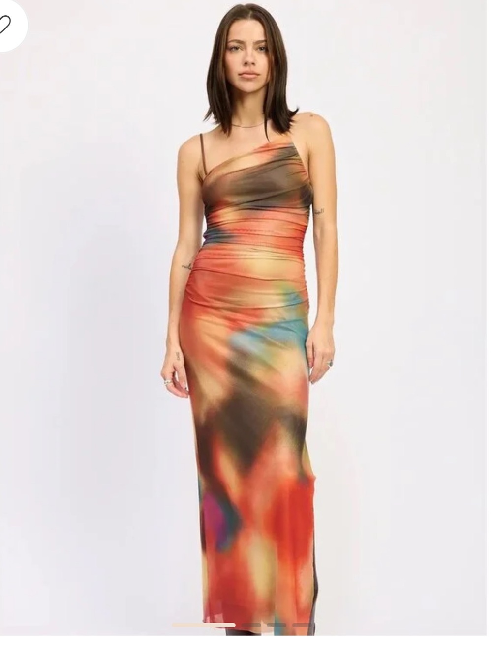 emory park Ruched Maxi Dress - Red Orange Blue